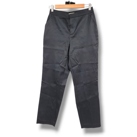 NEW L'AGENCE Women's High Rise Satin Effect Suiting Ankle Trouser Black Size S - Picture 1 of 13